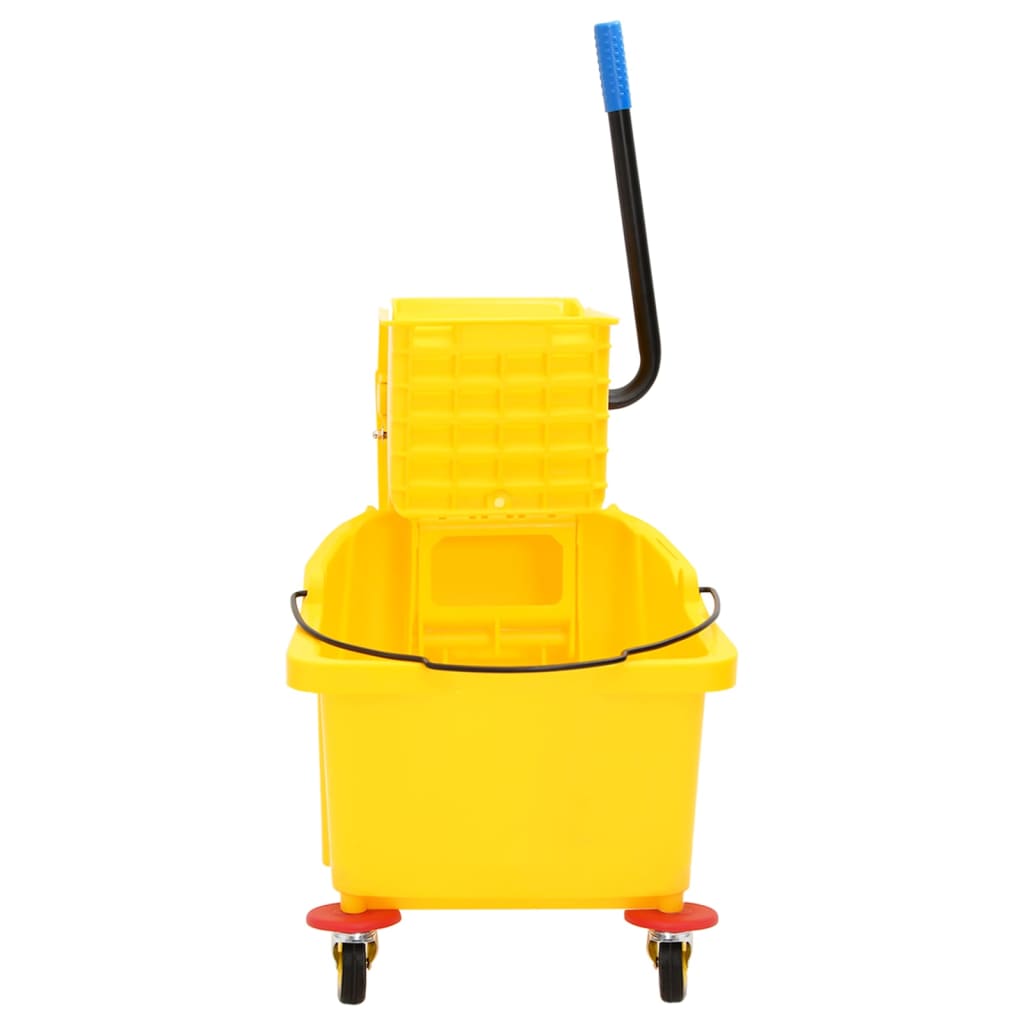 vidaXL Balde de esfregona com espremedor e rodas 36 L PP amarelo