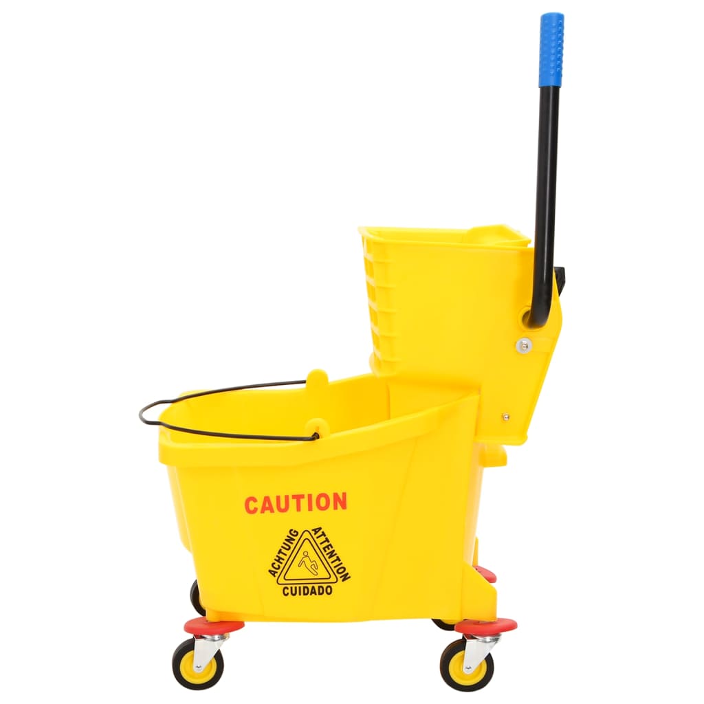 vidaXL Balde de esfregona com espremedor e rodas 36 L PP amarelo