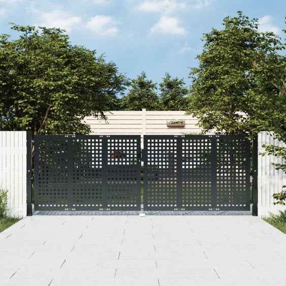 vidaXL Portão de jardim em aço antracite 100x75 cm