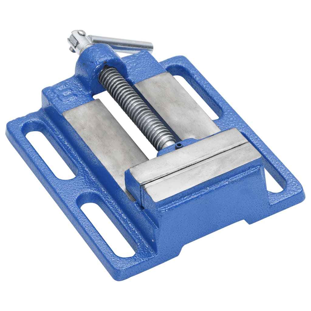 vidaXL Torno para furadora 121 mm ferro fundido azul