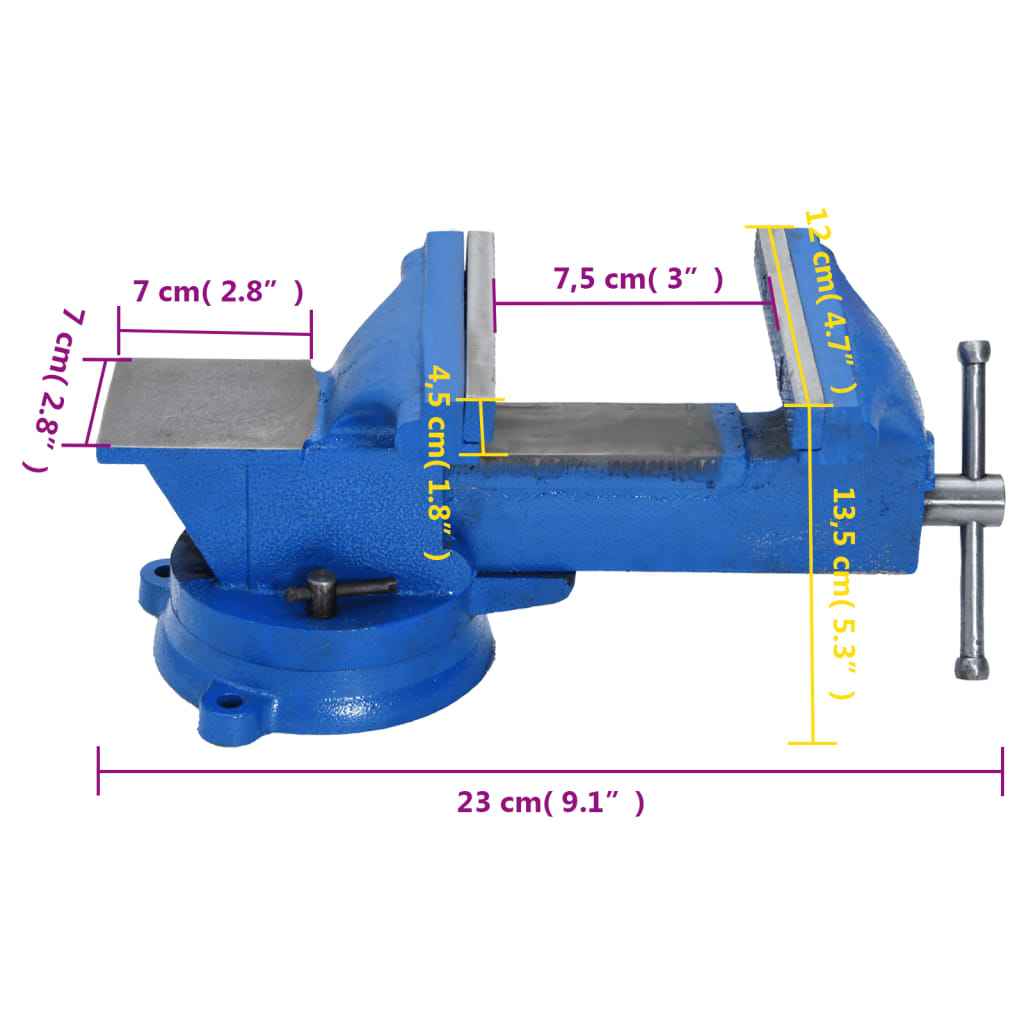 vidaXL Torno para bancada 150 mm ferro fundido azul