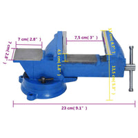 vidaXL Torno para bancada 150 mm ferro fundido azul