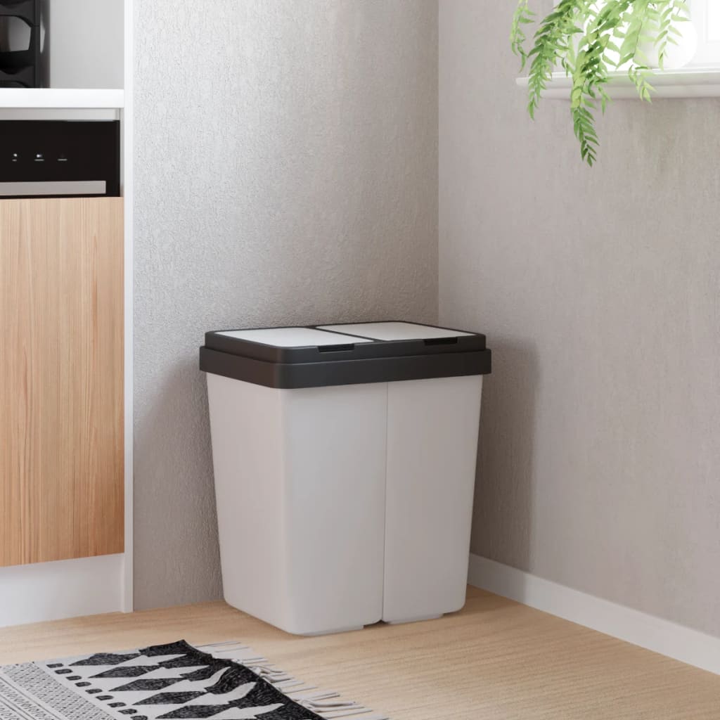 vidaXL Caixote duplo 2x25 L branco