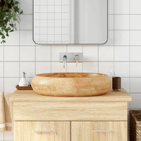 vidaXL Lavatório de bancada oval 47x33x13 cm cerâmica cinza e azul