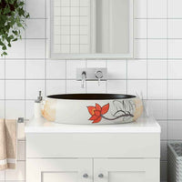 vidaXL Lavatório de bancada oval 47x33x13 cm cerâmica cinza e azul