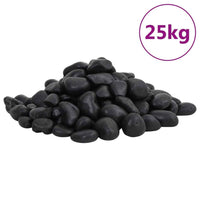 vidaXL Seixos polidos 10 kg 2-5 cm preto