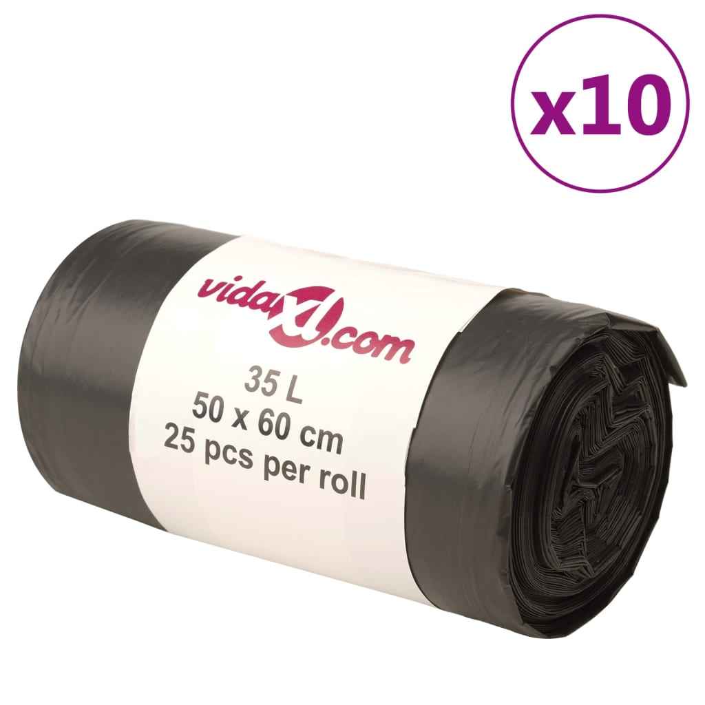 vidaXL Sacos do lixo 250 pcs 35 L preto