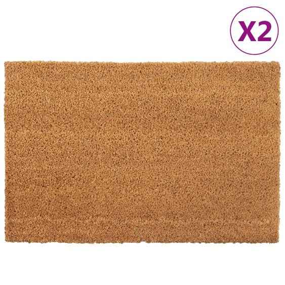 vidaXL Tapetes porta 2 pcs 40x60 cm fibra de coco tufada natural