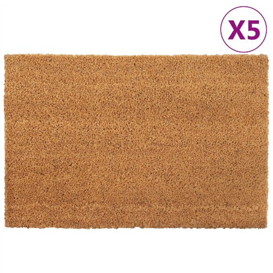 vidaXL Tapetes porta 5 pcs 40x60 cm fibra de coco tufada natural
