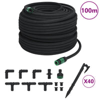 vidaXL Mangueira para rega gota-a-gota de jardim 10 m borracha preto