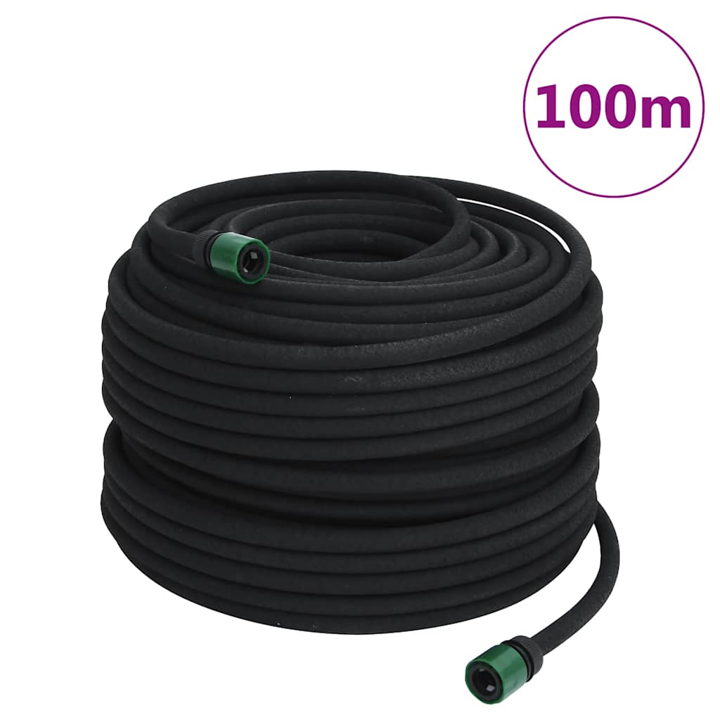 vidaXL Mangueira para rega gota-a-gota de jardim 10 m borracha preto