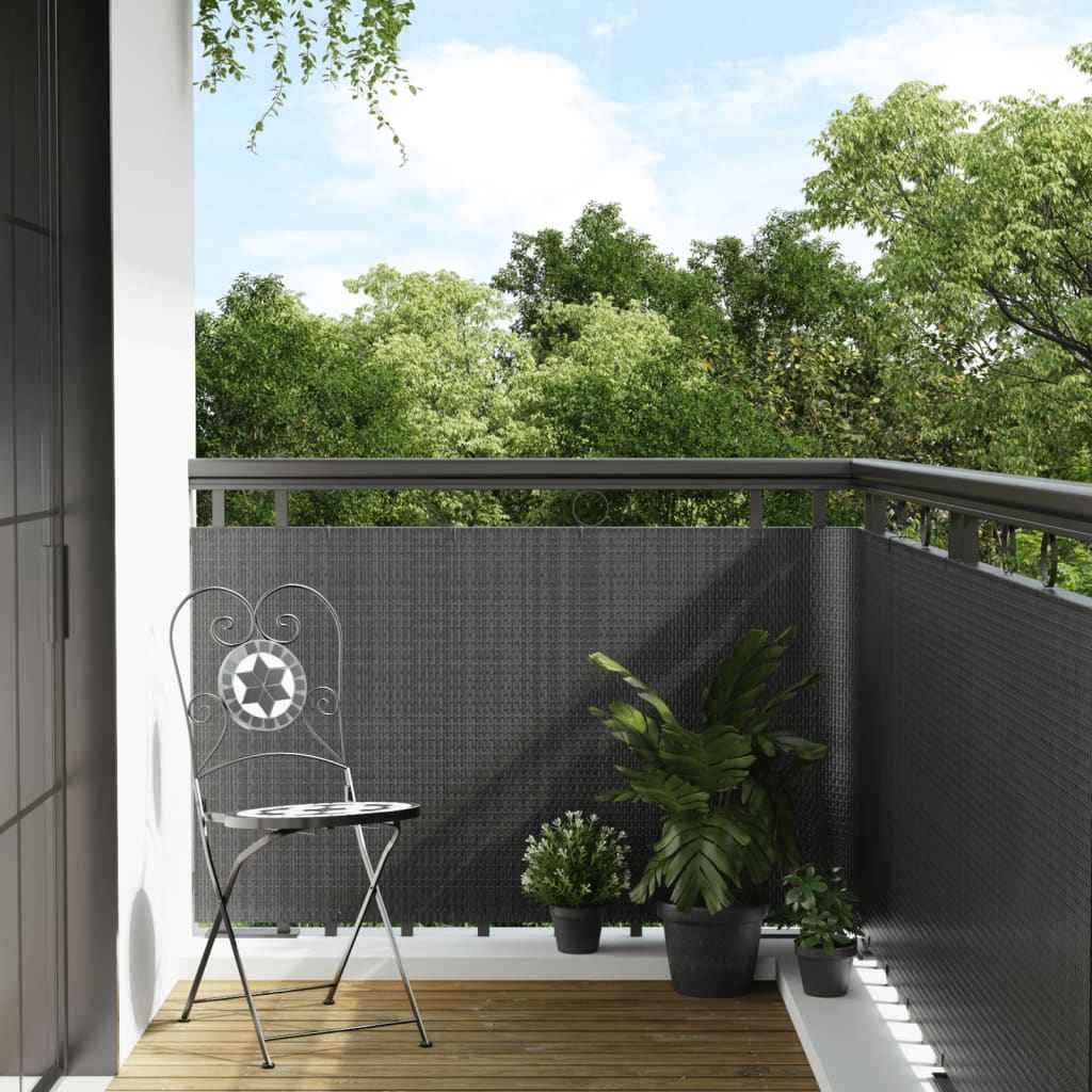 vidaXL Tela de varanda 300x100 cm vime PE castanho e preto