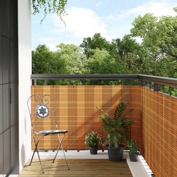 vidaXL Tela de varanda 300x100 cm vime PE castanho e preto