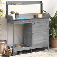 vidaXL Mesa de cultivo c/ armário 110,5x45x124,5 cm abeto maciço