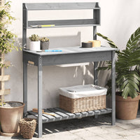 vidaXL Mesa de cultivo com pia 147,5x44x139,5 cm abeto maciço