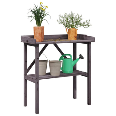 vidaXL Mesa apoio p/ plantas c/ prateleira 78x38x82,5cm abeto castanho