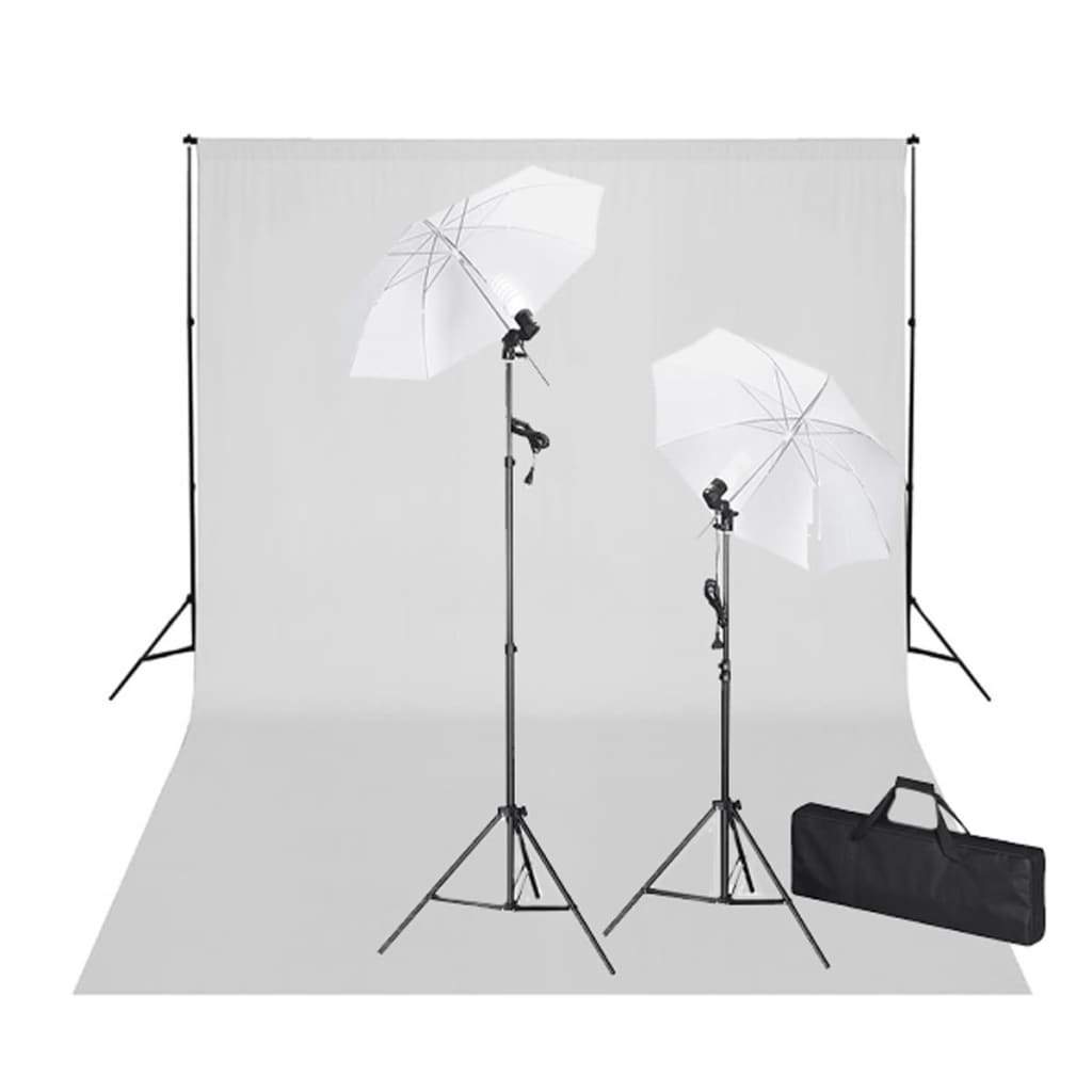vidaXL Kit de estúdio com fundo preto 600x300 cm e luzes