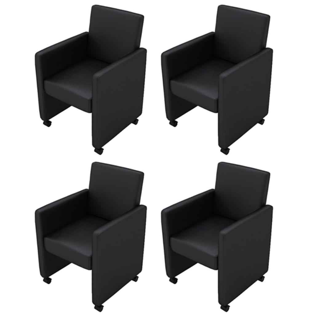 vidaXL Cadeiras de jantar 4 pcs couro artificial preto