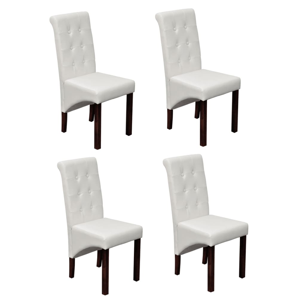 vidaXL Cadeiras de jantar 4 pcs couro artificial branco