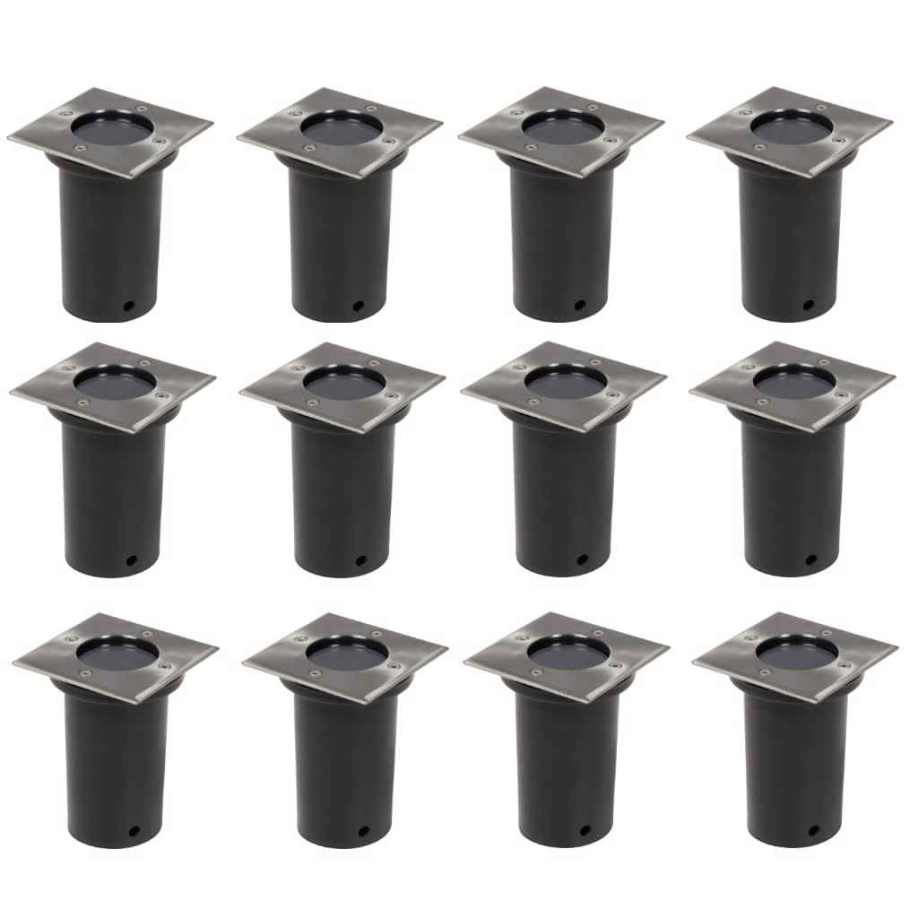vidaXL Iluminação redonda p/ piso exterior 12 pcs