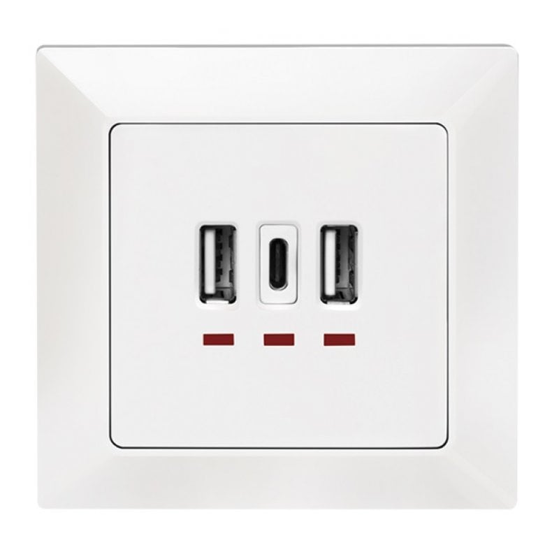 LogiLink PA0254 Base de Tomada de Parede USB/USB-C Branca