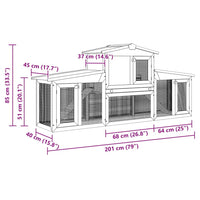 vidaXL Coelheira grande para animais pequenos c/ telhados madeira