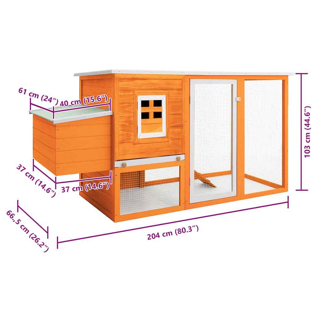 vidaXL Galinheiro de exterior com gaiola para ovos em madeira