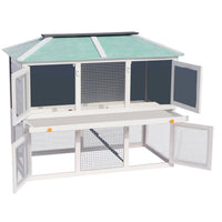 vidaXL Gaiola para coelho c/ chão duplo madeira