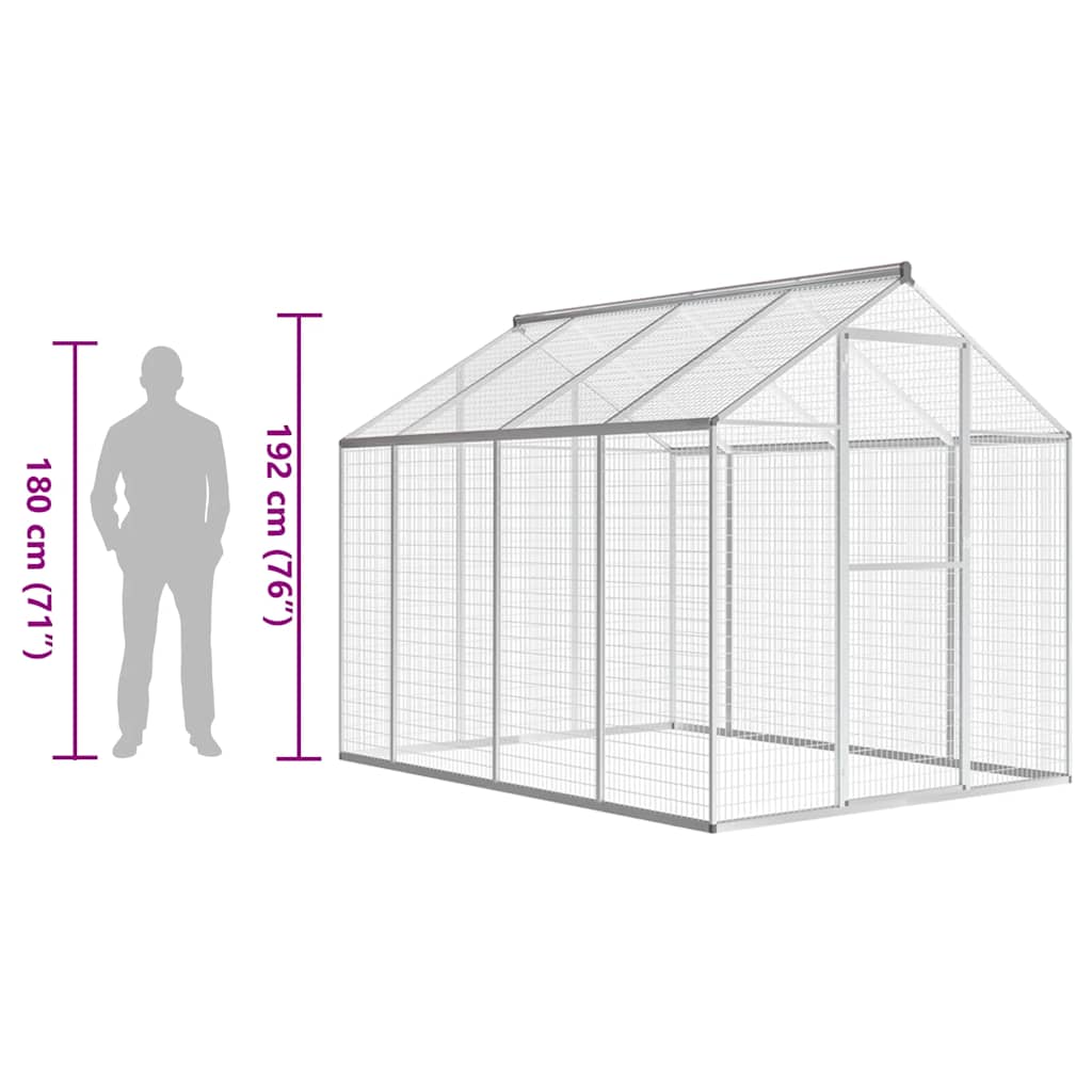 vidaXL Aviário de exterior em alumínio 178x242x192 cm