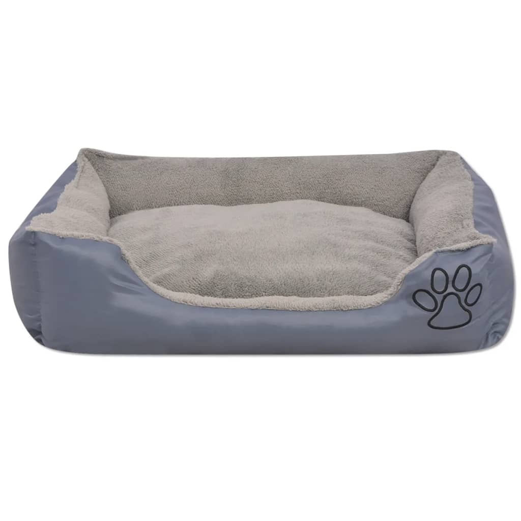 vidaXL Cama para cães com almofada acolchoada tamanho S cinzento