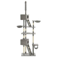 vidaXL Árvore p/ gatos c/ postes arranhadores sisal 230-260cm cinzento