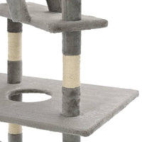 vidaXL Árvore p/ gatos c/ postes arranhadores sisal 230-260cm cinzento