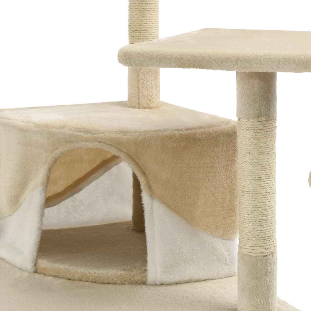 vidaXL Árvore p/ gatos c/ postes arranhadores sisal 203 cm bege/branco