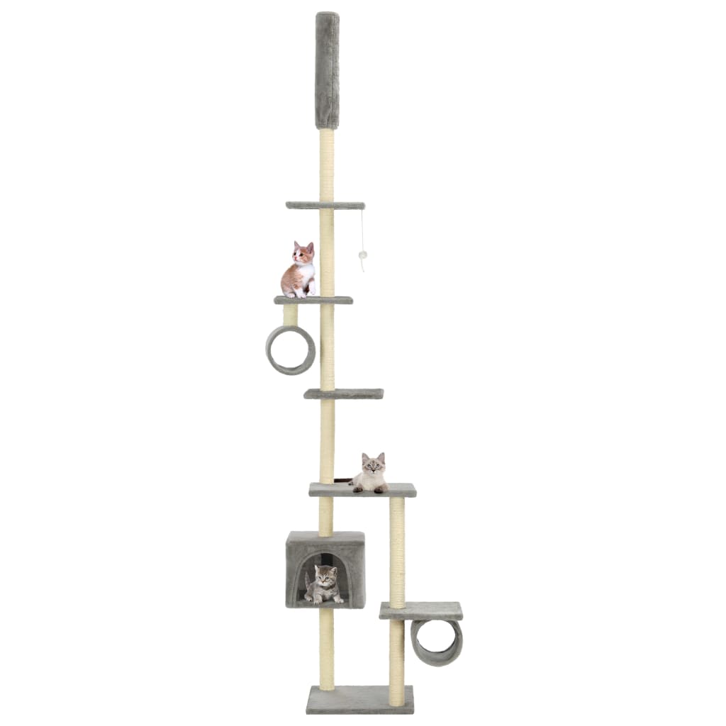 vidaXL Árvore p/ gatos c/ postes arranhadores sisal 260 cm cinzento