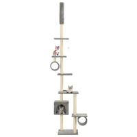 vidaXL Árvore p/ gatos c/ postes arranhadores sisal 260 cm cinzento