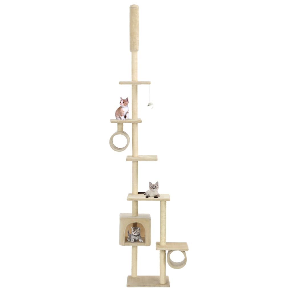 vidaXL Árvore p/ gatos c/ postes arranhadores sisal 260 cm cinzento