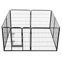 vidaXL Parque para cães 8 painéis aço 80x80 cm preto