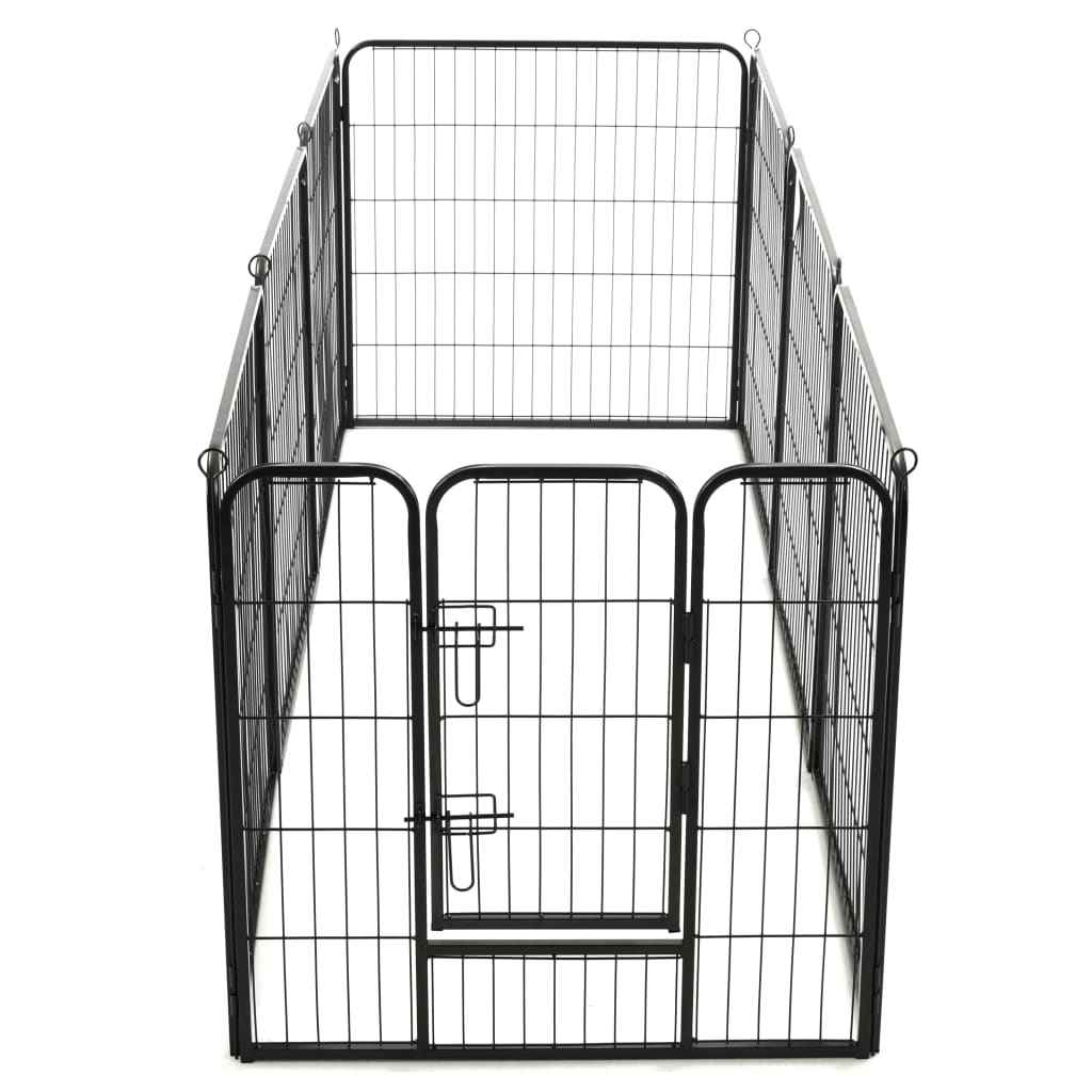 vidaXL Parque para cães 8 painéis aço 80x80 cm preto