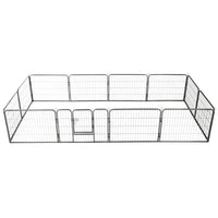 vidaXL Parque para cães 8 painéis aço 80x80 cm preto