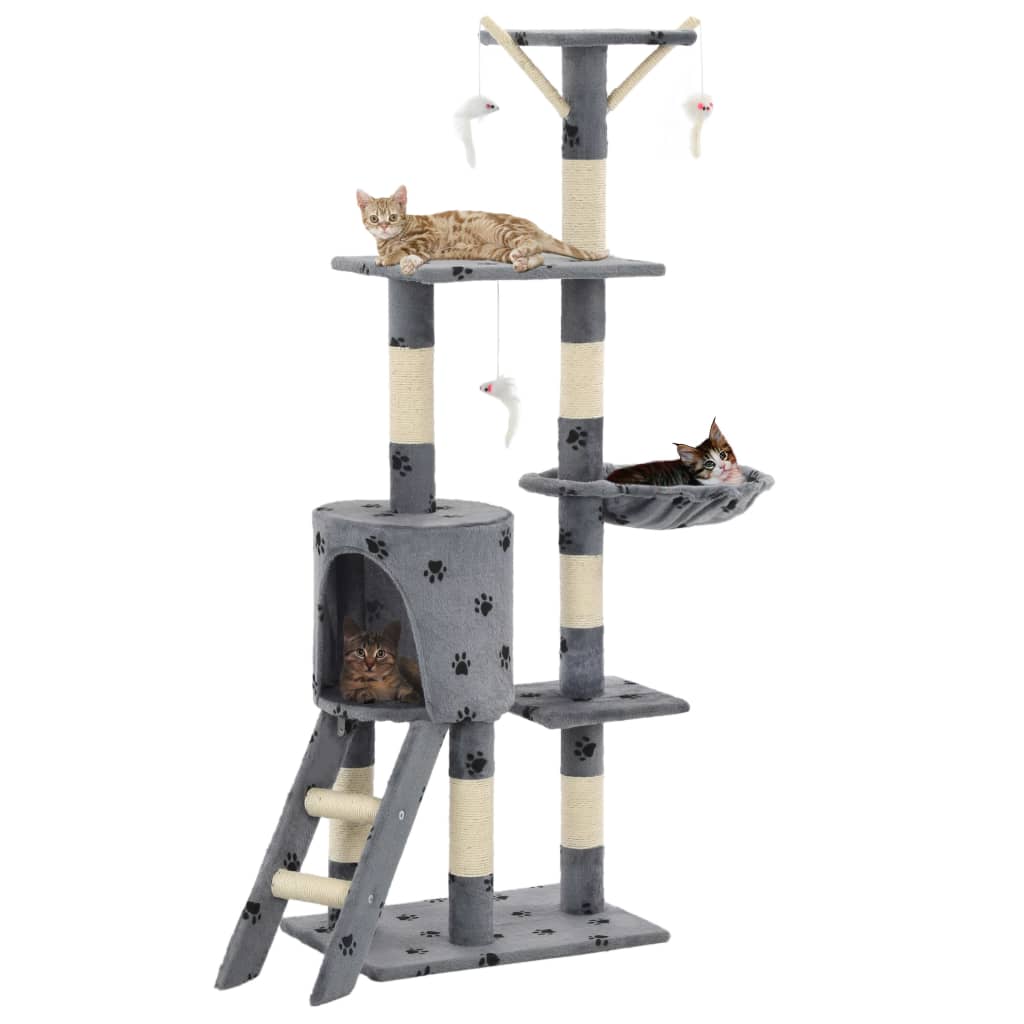 vidaXL Árvore para gatos c/ postes arranhadores sisal 138 cm cinzento