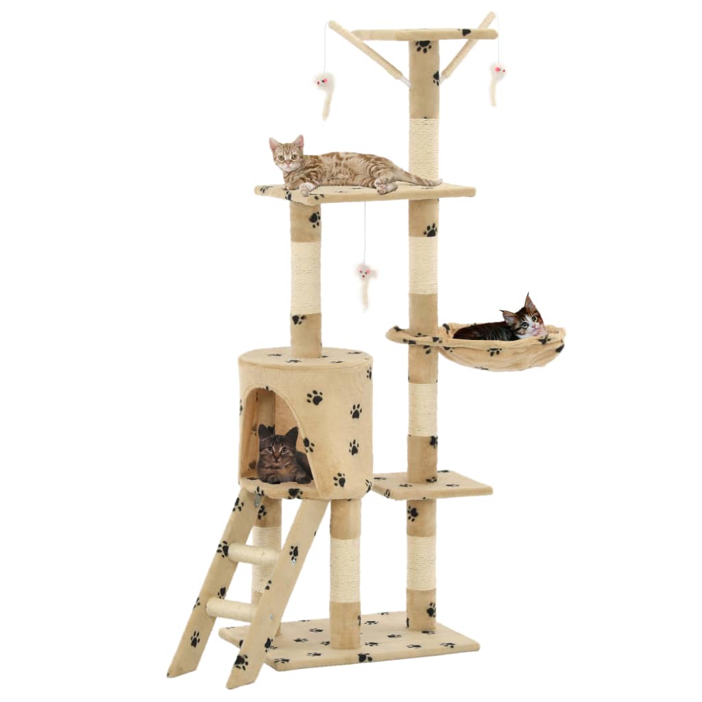 vidaXL Árvore para gatos c/ postes arranhadores sisal 138 cm cinzento