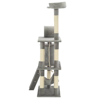 vidaXL Árvore para gatos c/ postes arranhadores sisal 140 cm cinzento