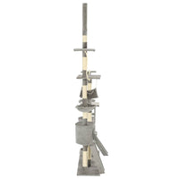 vidaXL Árvore p/ gatos c/ postes arranhadores sisal 230-250cm cinzento