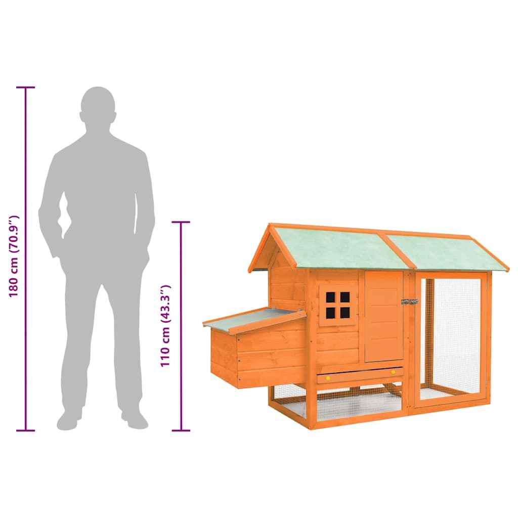vidaXL Galinheiro em madeira de pinho e abeto maciça 170x81x110 cm