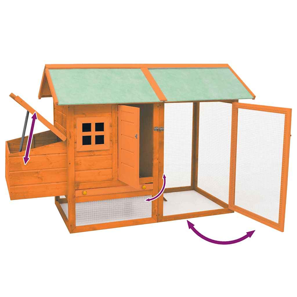 vidaXL Galinheiro em madeira de pinho e abeto maciça 170x81x110 cm