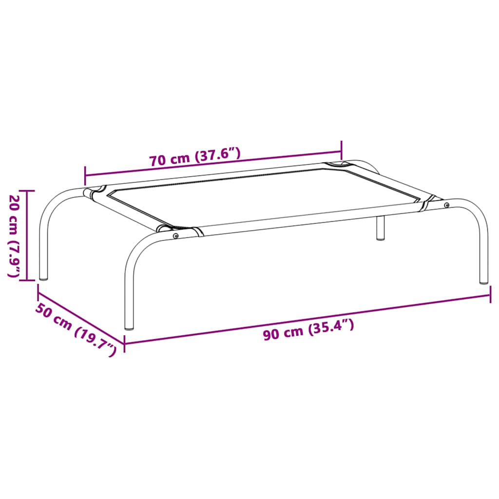 vidaXL Cama para cães elevada preto S textilene