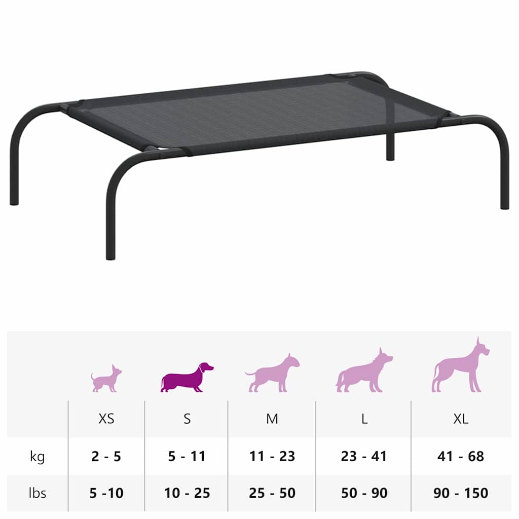 vidaXL Cama para cães elevada preto S textilene