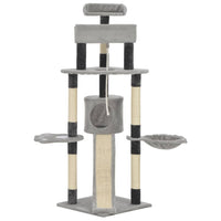 vidaXL Árvore para gatos com postes arranhadores sisal cinzento 145 cm