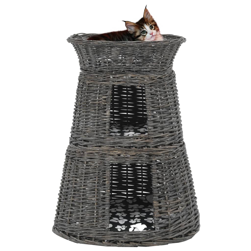 vidaXL 3 pcs cestos p/ gatos + almofadões 47x34x60cm salgueiro natural