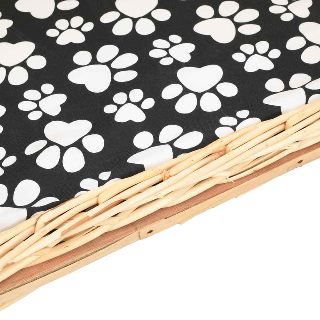 vidaXL Cesto para cães com almofadão 50x33x30 cm salgueiro genuíno